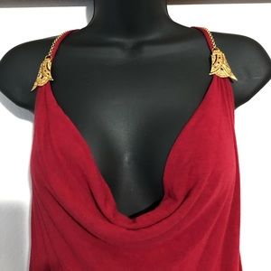 Sky Size M Red Chain Jeweled Back Mini Dress